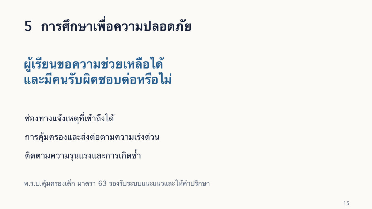 สไลด์ 15: 5 การศึกษาเพื่อความปลอดภัย มีคำอธิบายข้อความด้านล่าง